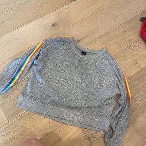 Rainbow sleeve Grey Sweater